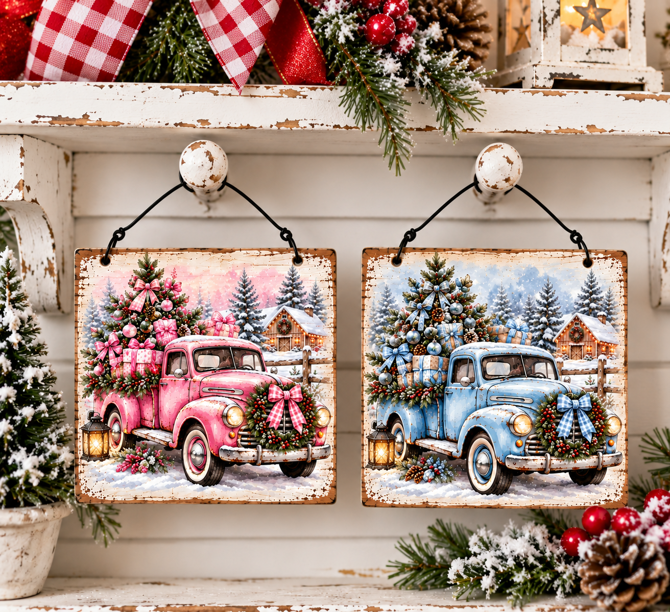 Rustic Christmas Truck Plaque Display.png