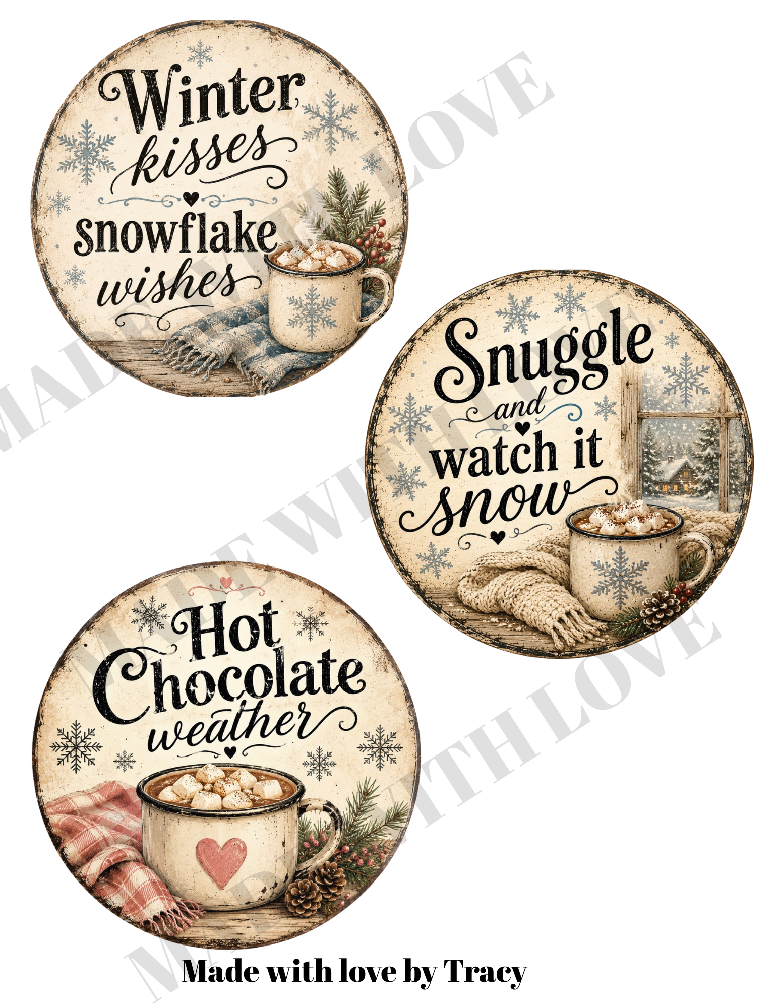ONE SHEET OF 3 cocoa ornaments