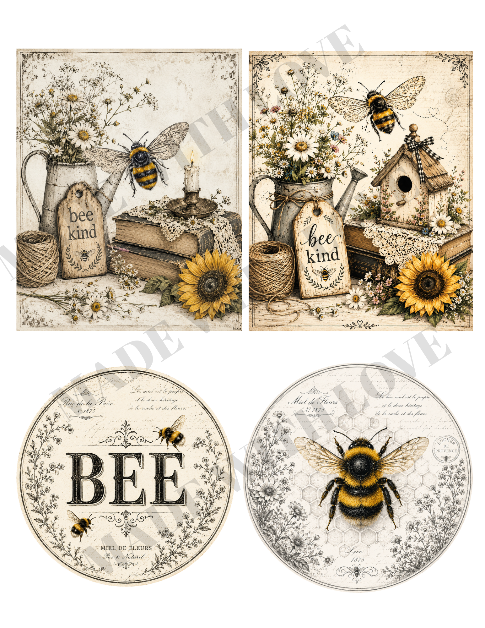 YOU PRINT at HOME  this 3 set BEE Sheet DOWNLOAD ONLY