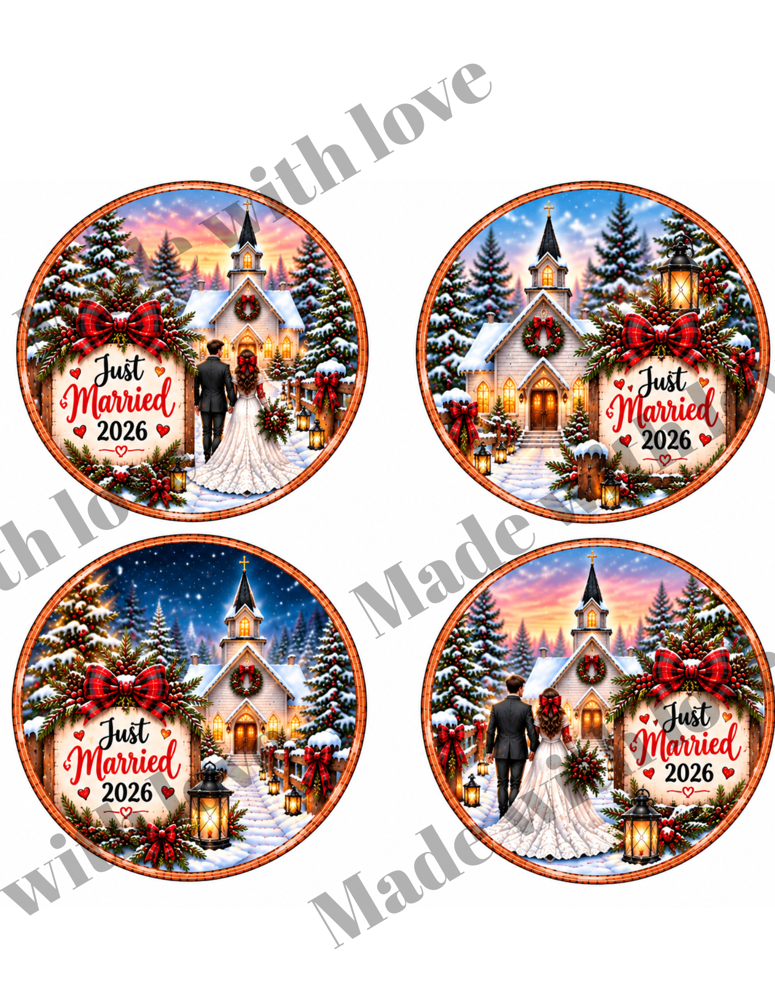 JUST married Ornament Prints DOWNLOAD ONLY