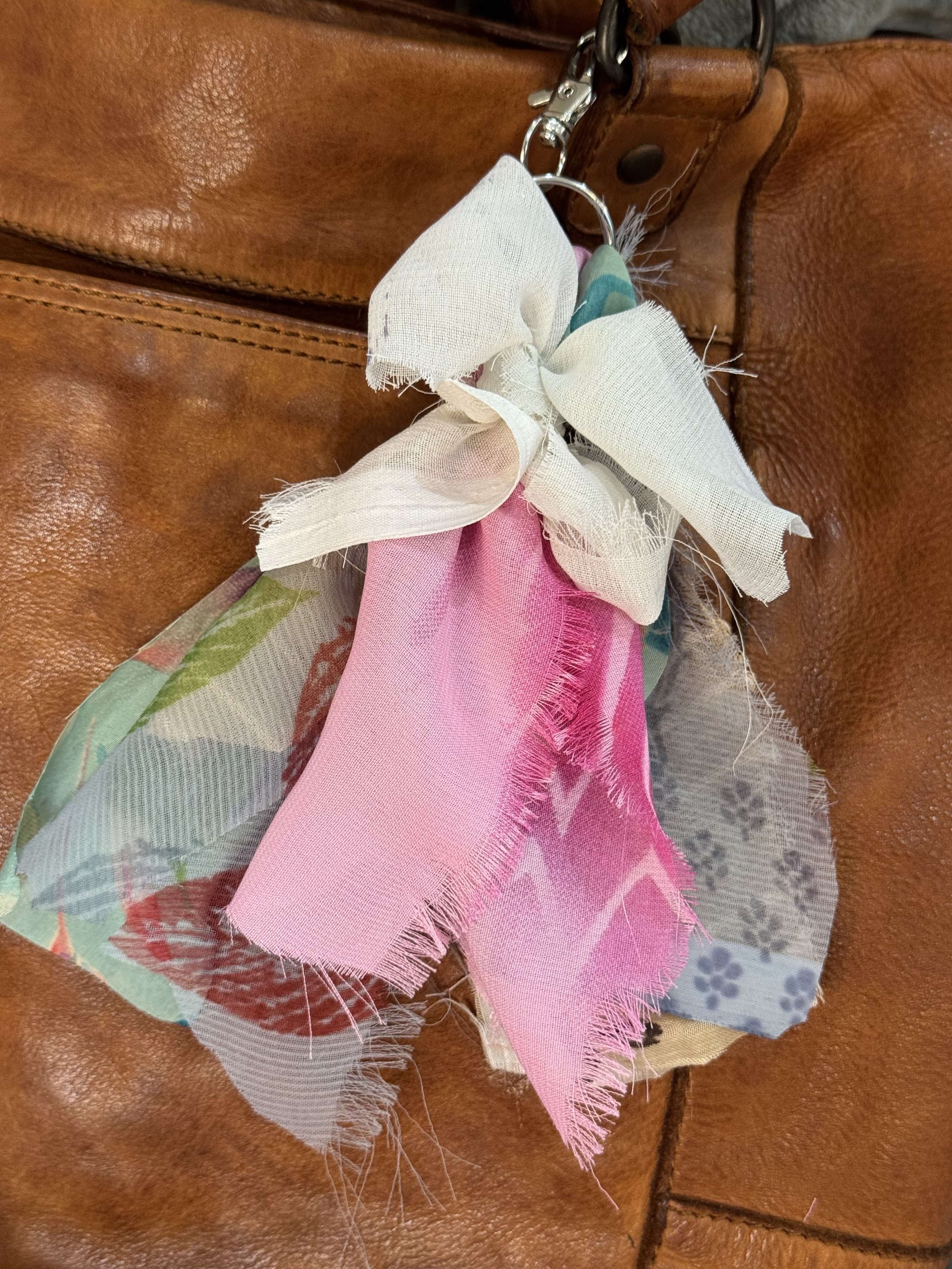 Fabric clip on Key chain/ purse tassel
