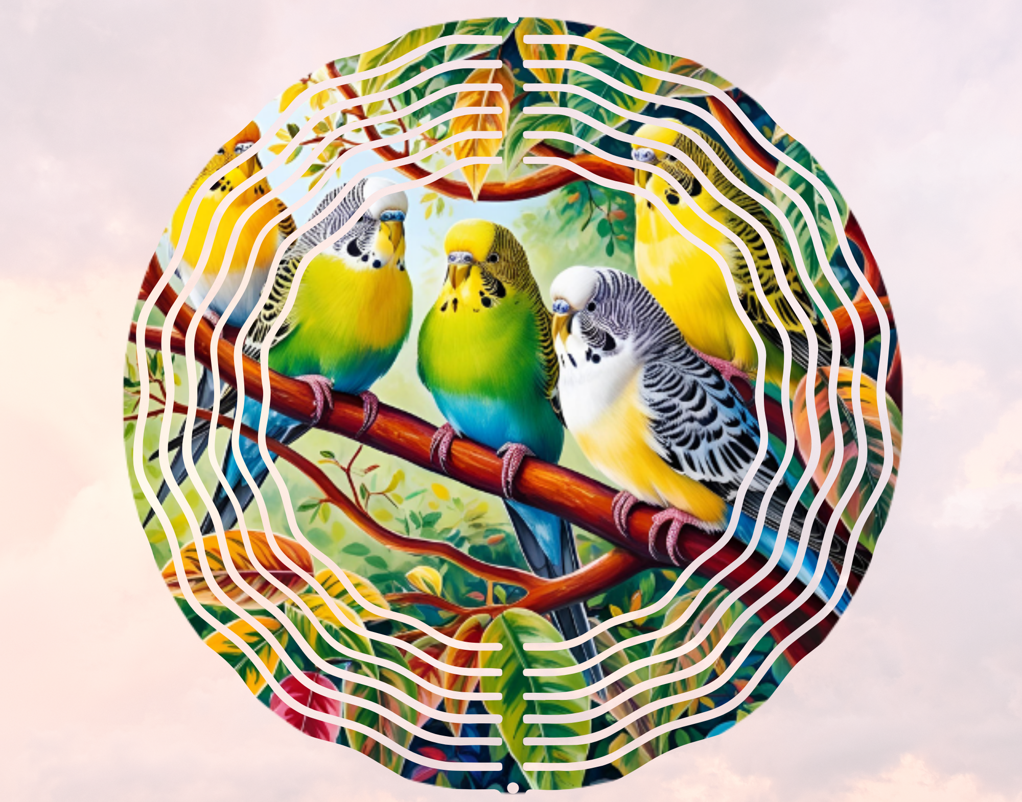 Budgie Birds wind spinner 10 inch