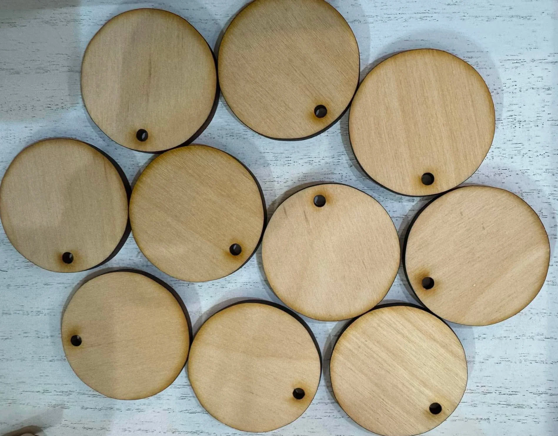 2x2 set of 10 wood cutouts for key chains