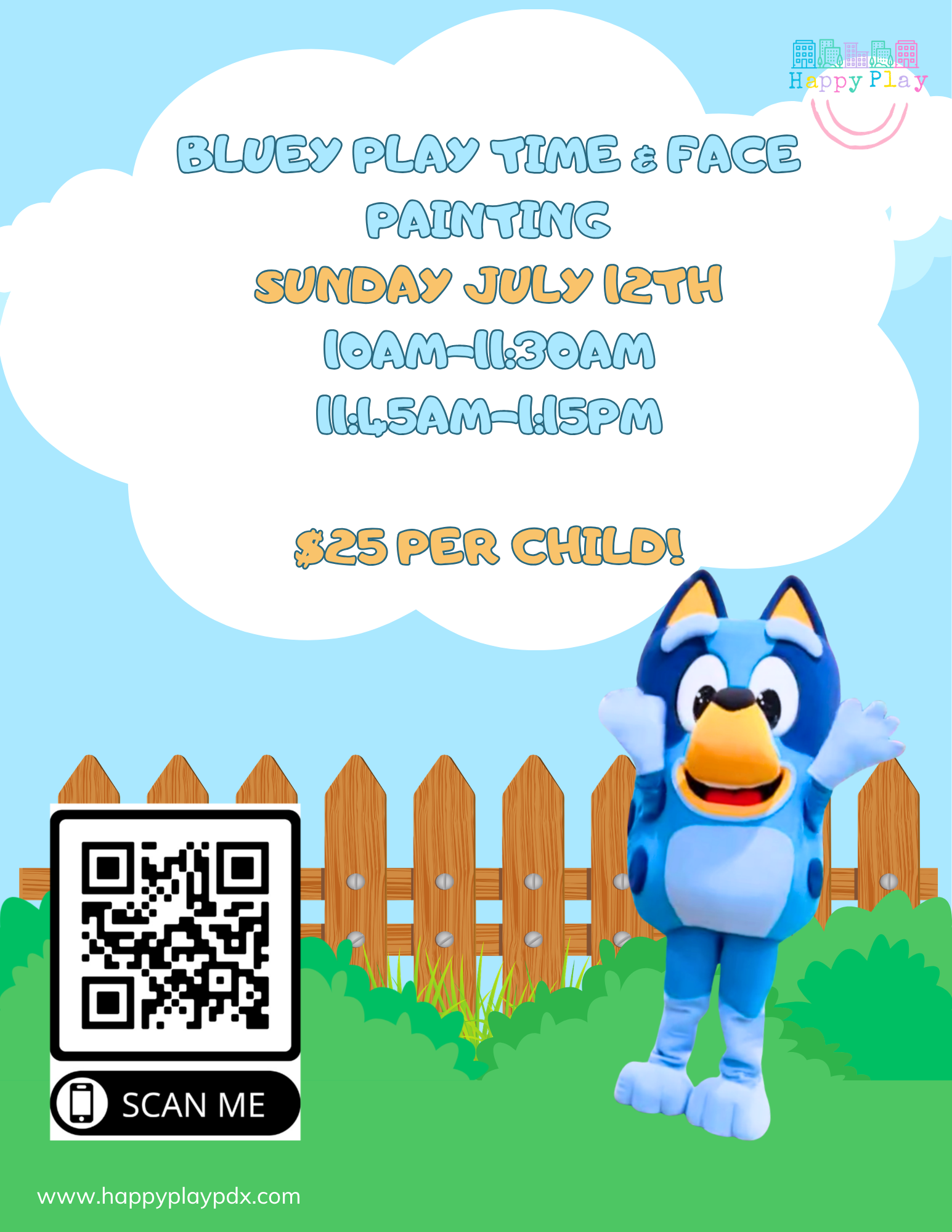 Bluey Event from 10AM-11:30AM &amp; 11:45AM-1:15PM; Closed the Rest of the Day