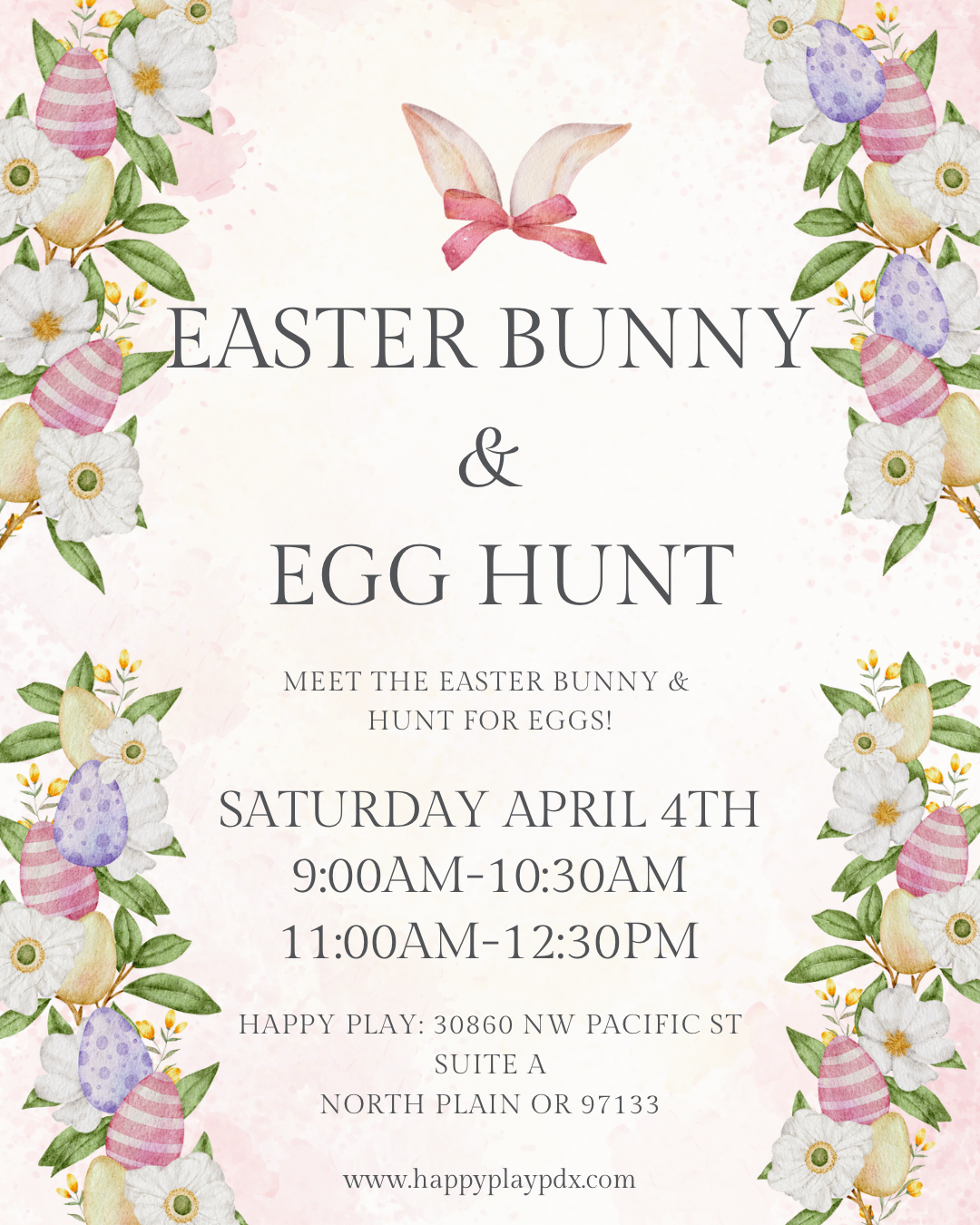 Easter Bunny &amp; Egg Hunt from 9AM-10:30AM and 11AM-12:30PM