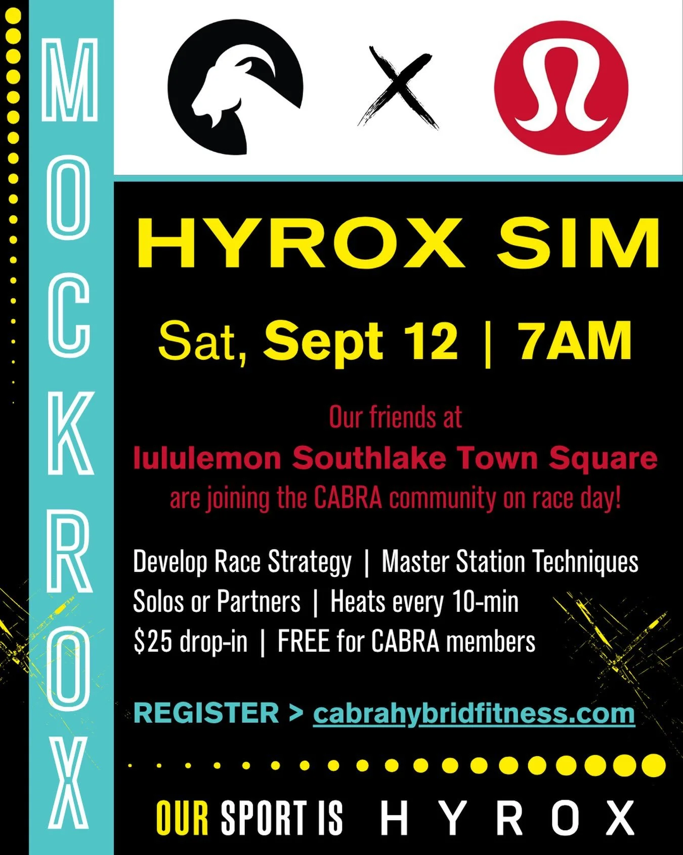 MockROX is back and this time our friends at Lululemon Southlake are joining the fun at CABRA🔥

Whether you&rsquo;re racing HYROX this season or you&rsquo;ve been curious about what all the hype is about, this is the perfect opportunity to jump in.
