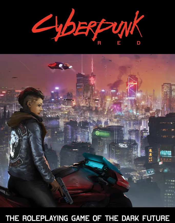 The cover of the Cyberpunk Red core rulebook.