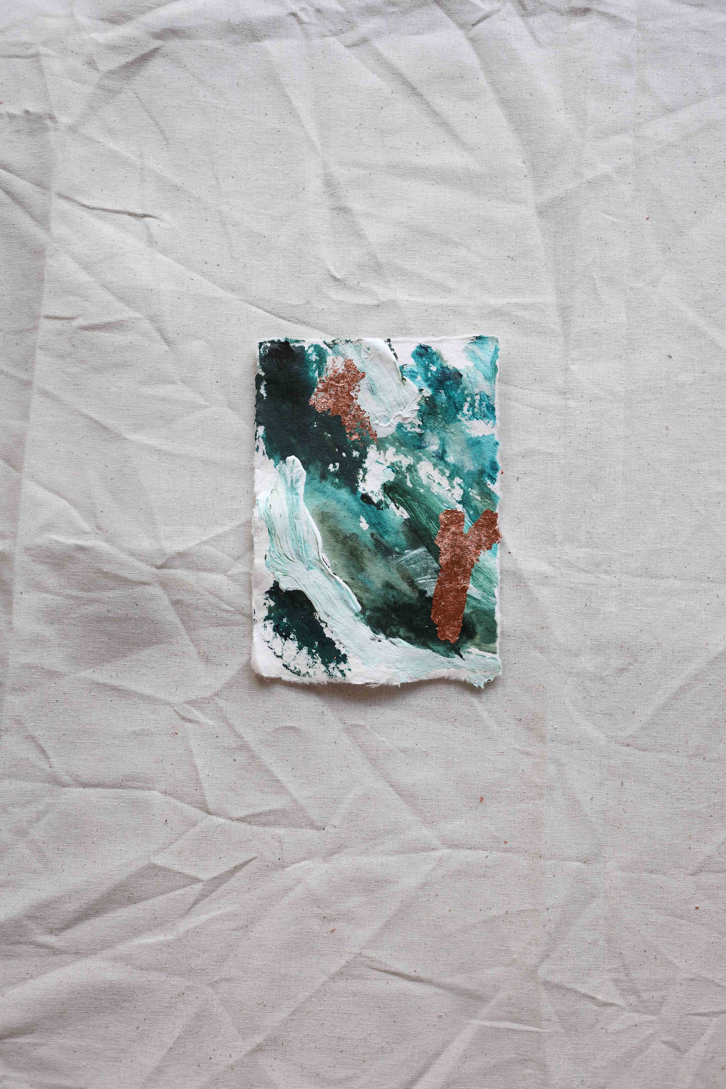 #43 Mini abstract on handmade paper