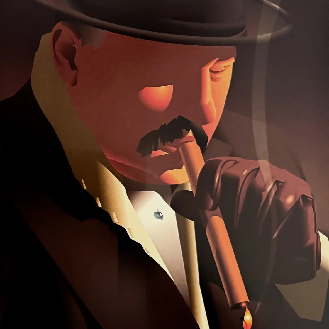 An illustration of a mobster or financier used as tonal inspiration for the project