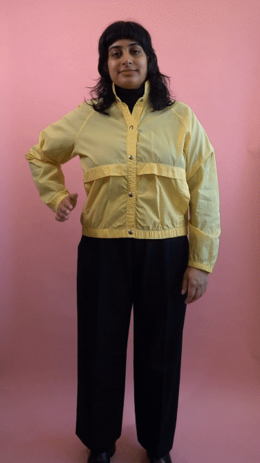 1980s Pastel Yellow Windbreaker Jacket | XL