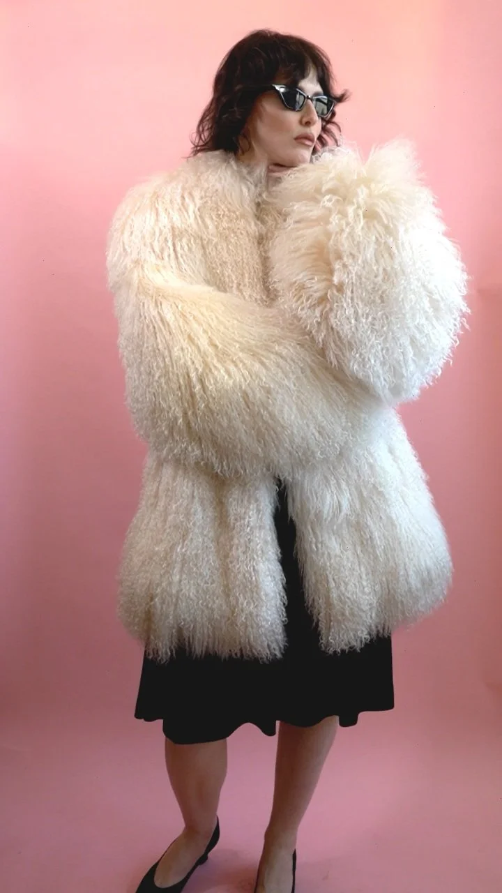 1980s Ivory Curly Lamb Fur Coat | XS, S, M, L, XL — Lady Beret