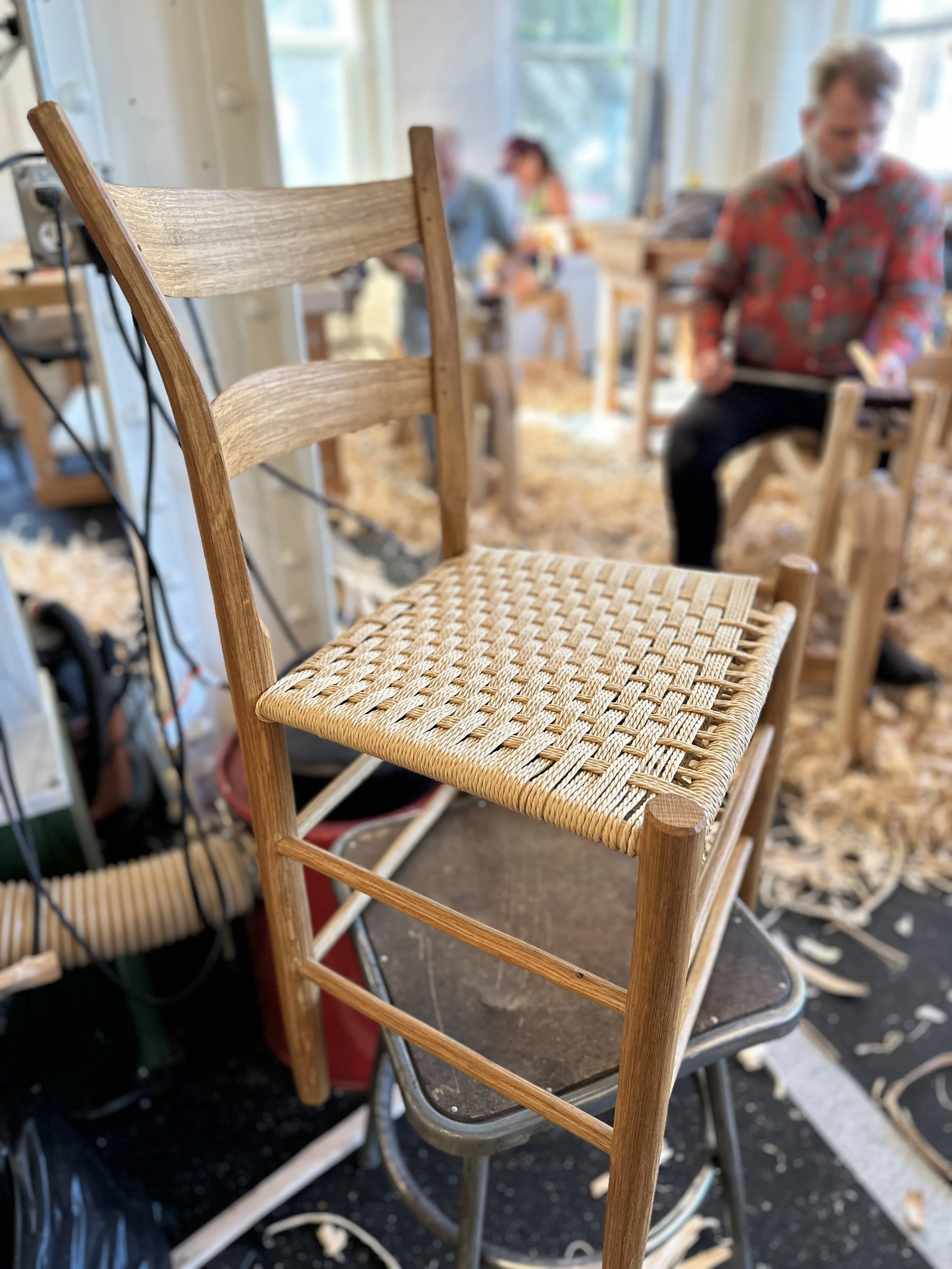 Green woodworking chair