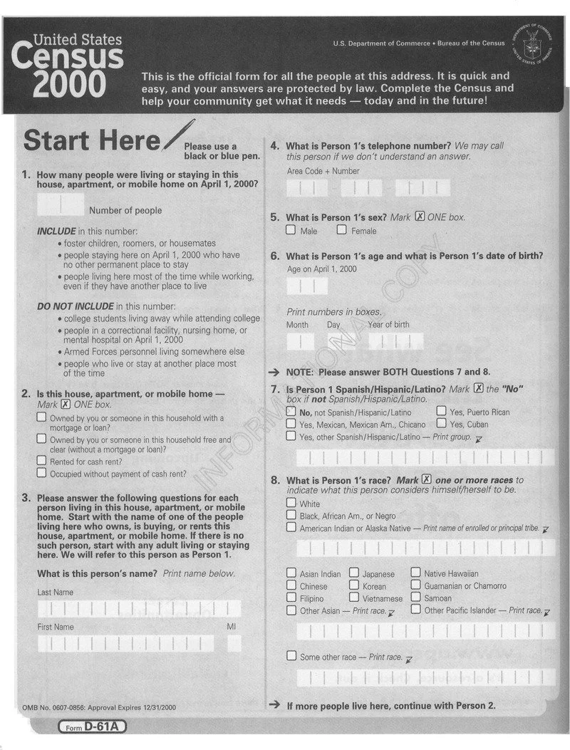 US Census 2000 form redesigned under Creative Director Sylvia Harris to improve accessibility and participation