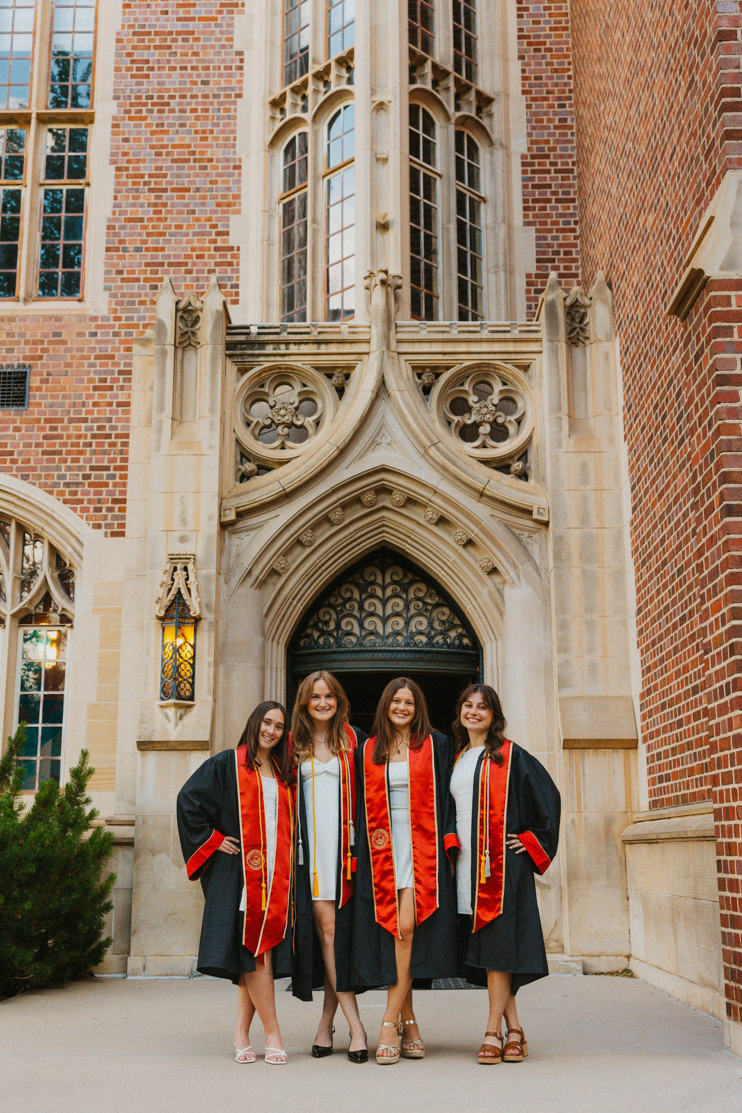 Girls standing in front of Mary Reed at University of Denver