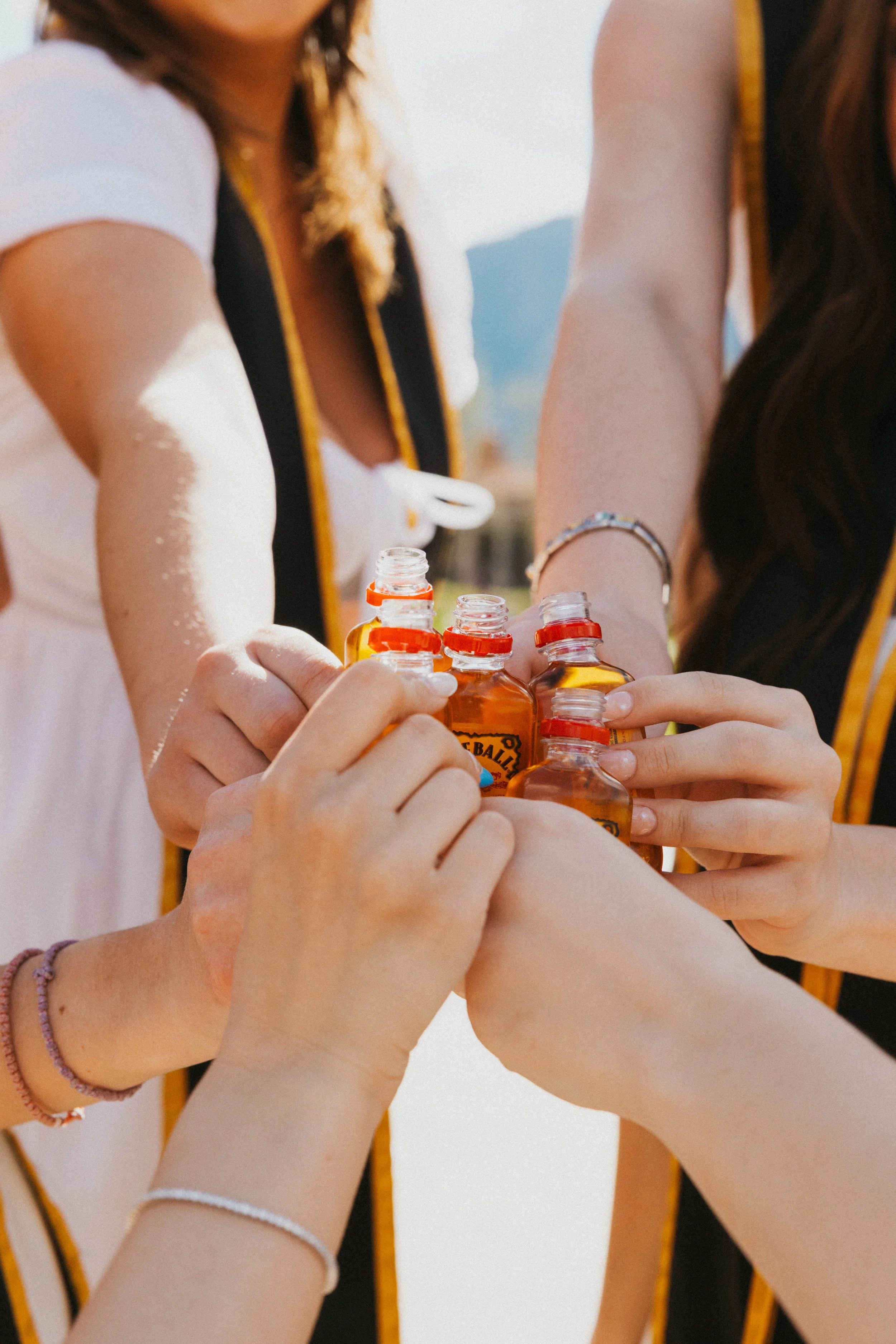 Girls toasting with shots