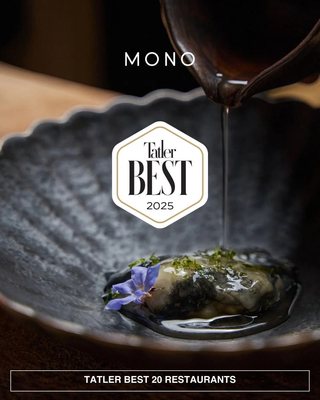 MONO proudly displayed in TATLER Dining Hong Kong's 2024 Top 20 Restaurants list