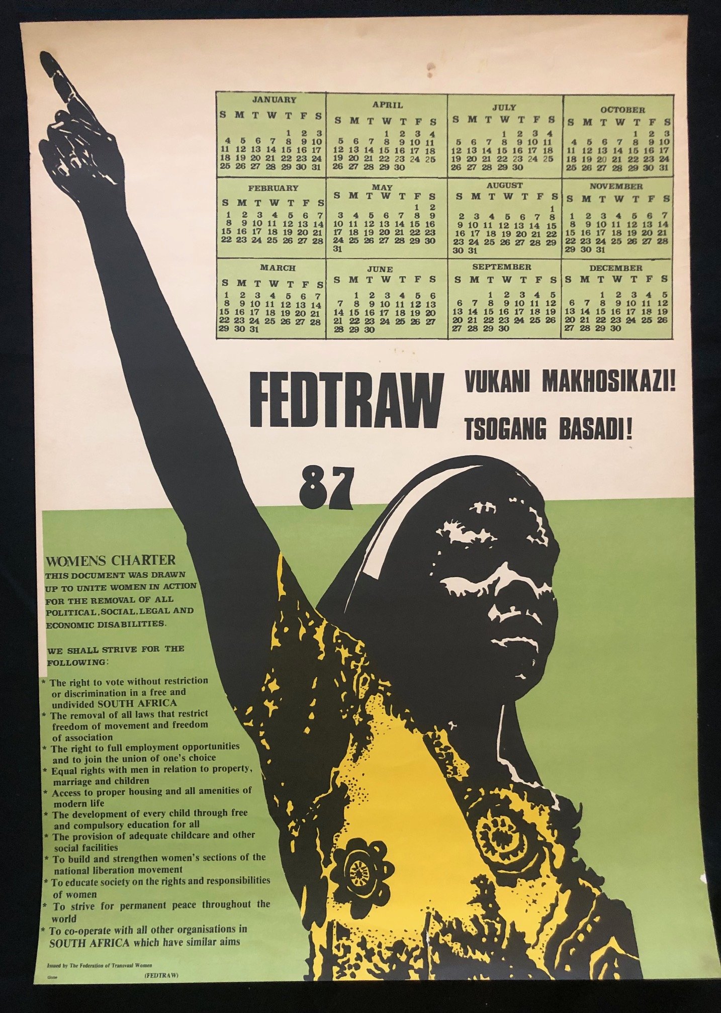 Anti-apartheid poster by The Federation of Transvaal Women (1987)