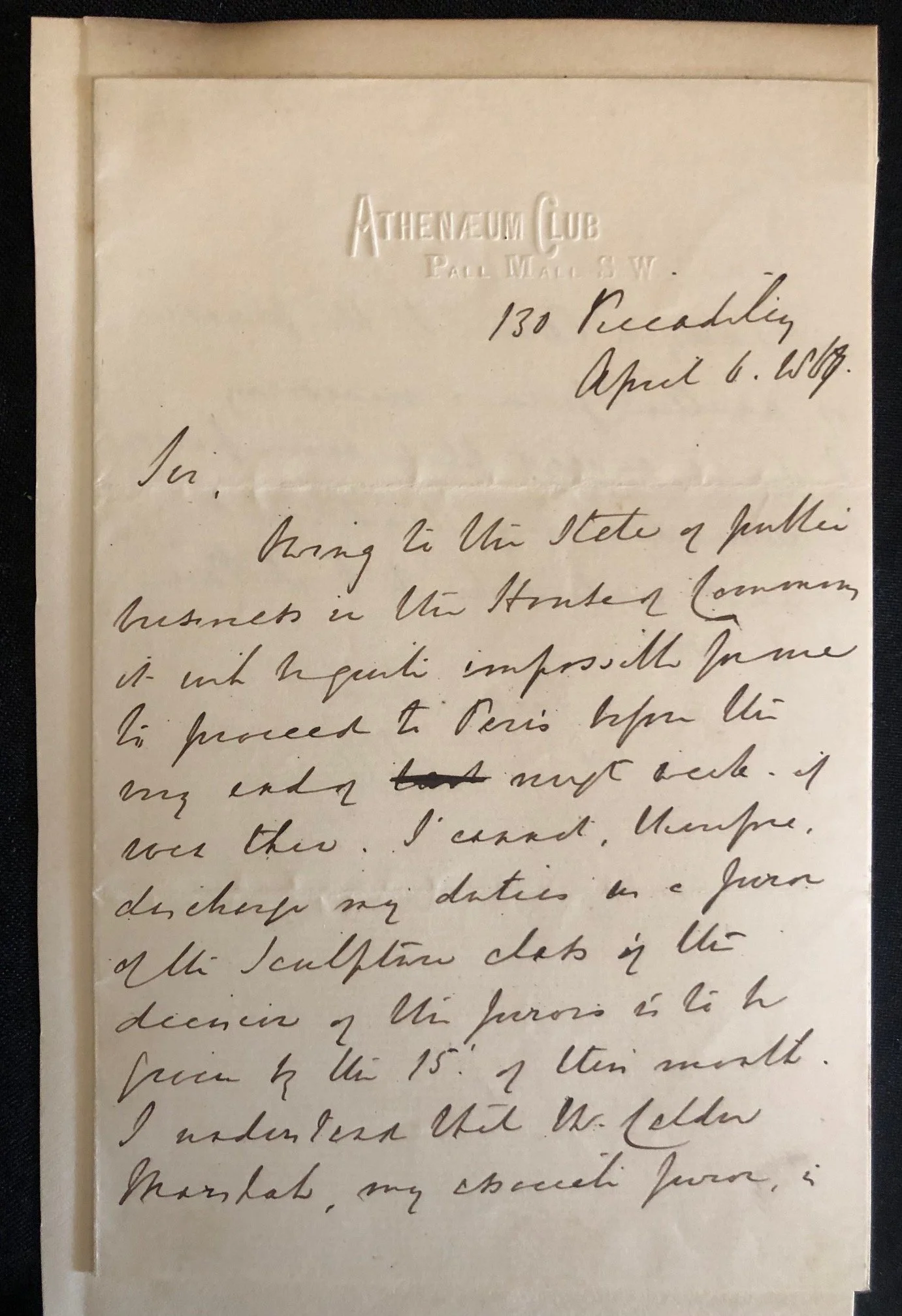 Manuscript Letter by Victorian polymath, Austen Henry Layard (1867)