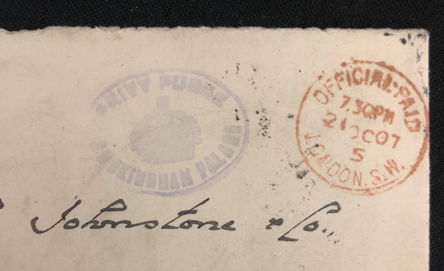 Envelope signed by V.C. Recipient: General Sir Dighton Probyn (1907)