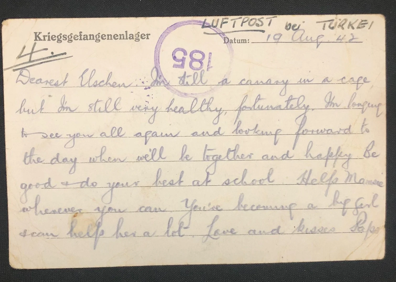 Three WWll POW postcards - Lt. Col. P.L. Kriek