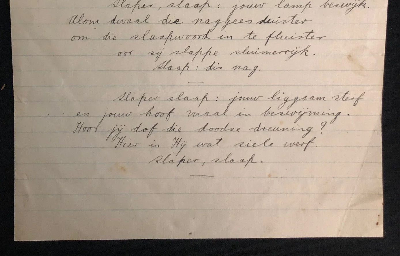 A Manuscript Poem by Dirk Mostert (c.1960)
