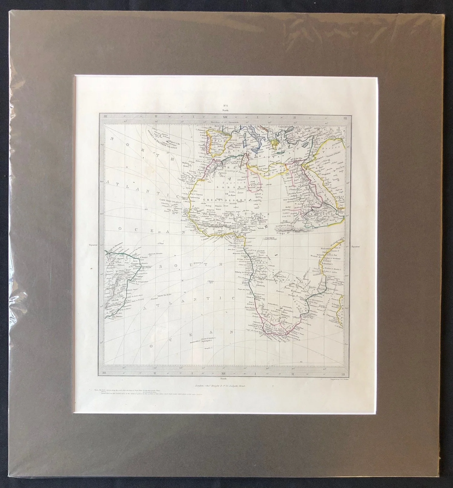 Original, antique map of Africa published in c.1831