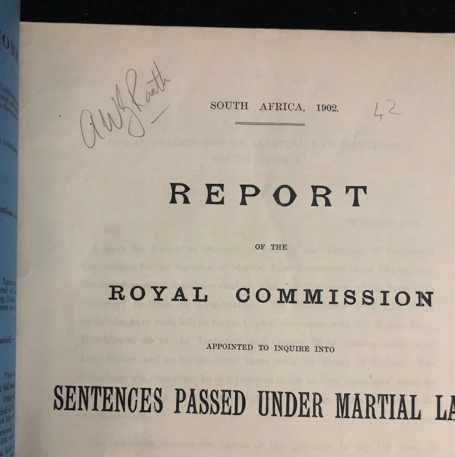 Martial Law Sentences - Boer War (1902)