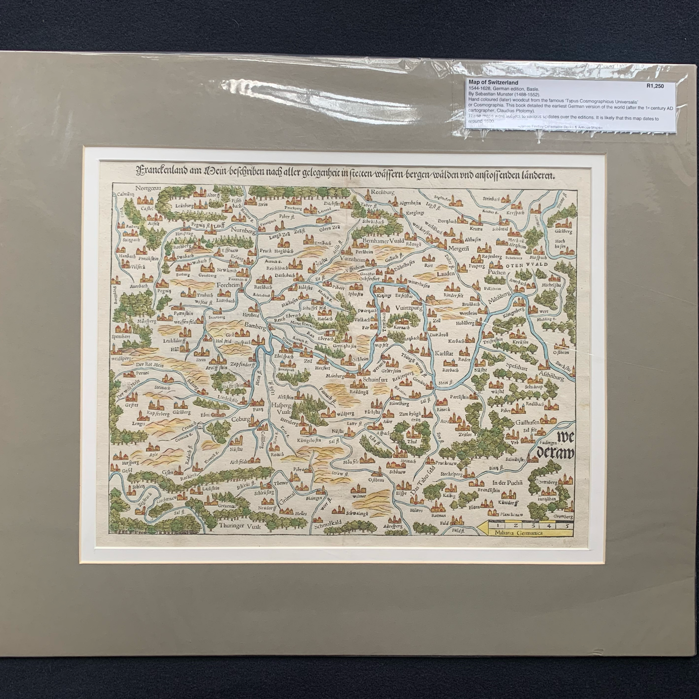 Map of Switzerland (German Edition) by Sebastian Munster (c.1600) R3,000