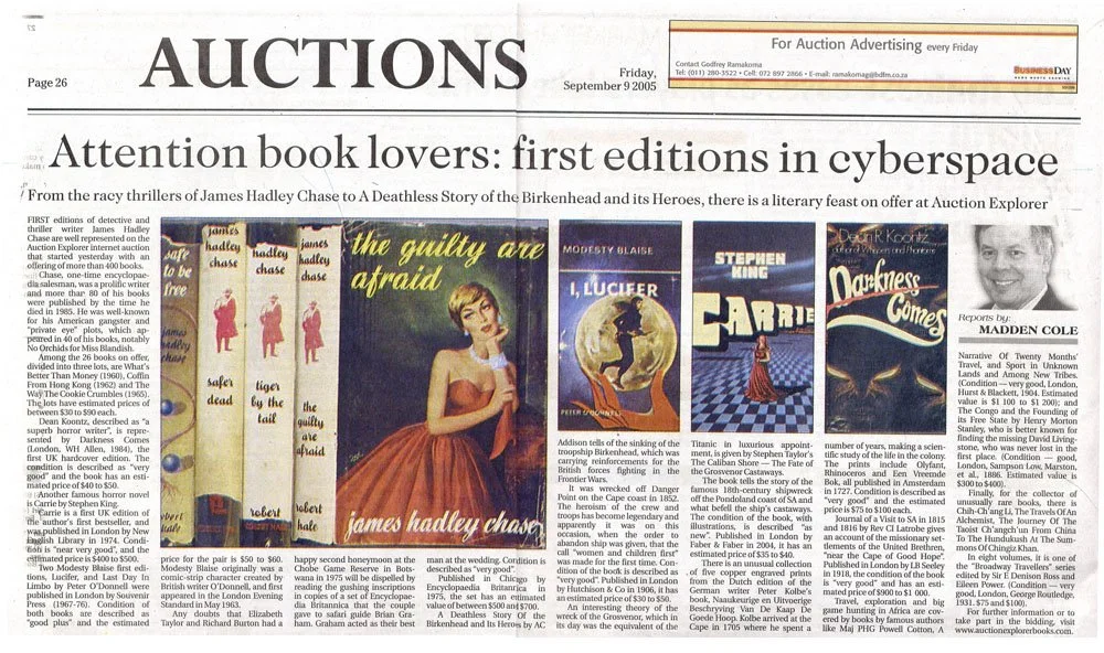 James Findlay appearing in Business Day 9 September  2005