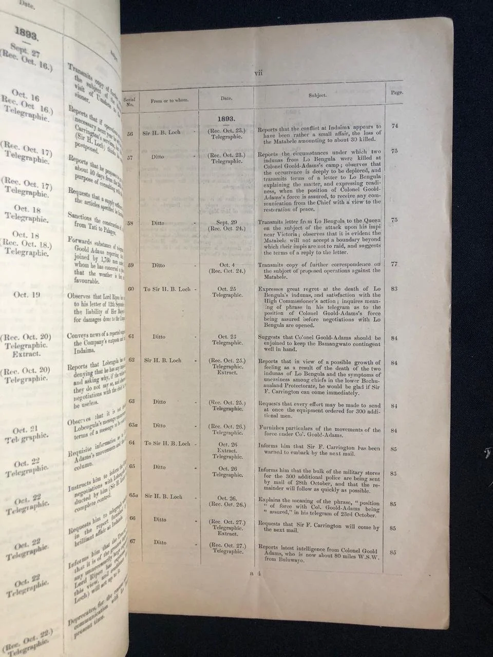 Affairs in Mashonaland, Matabeleland, and the Bechuanaland Protectorate (1893)
