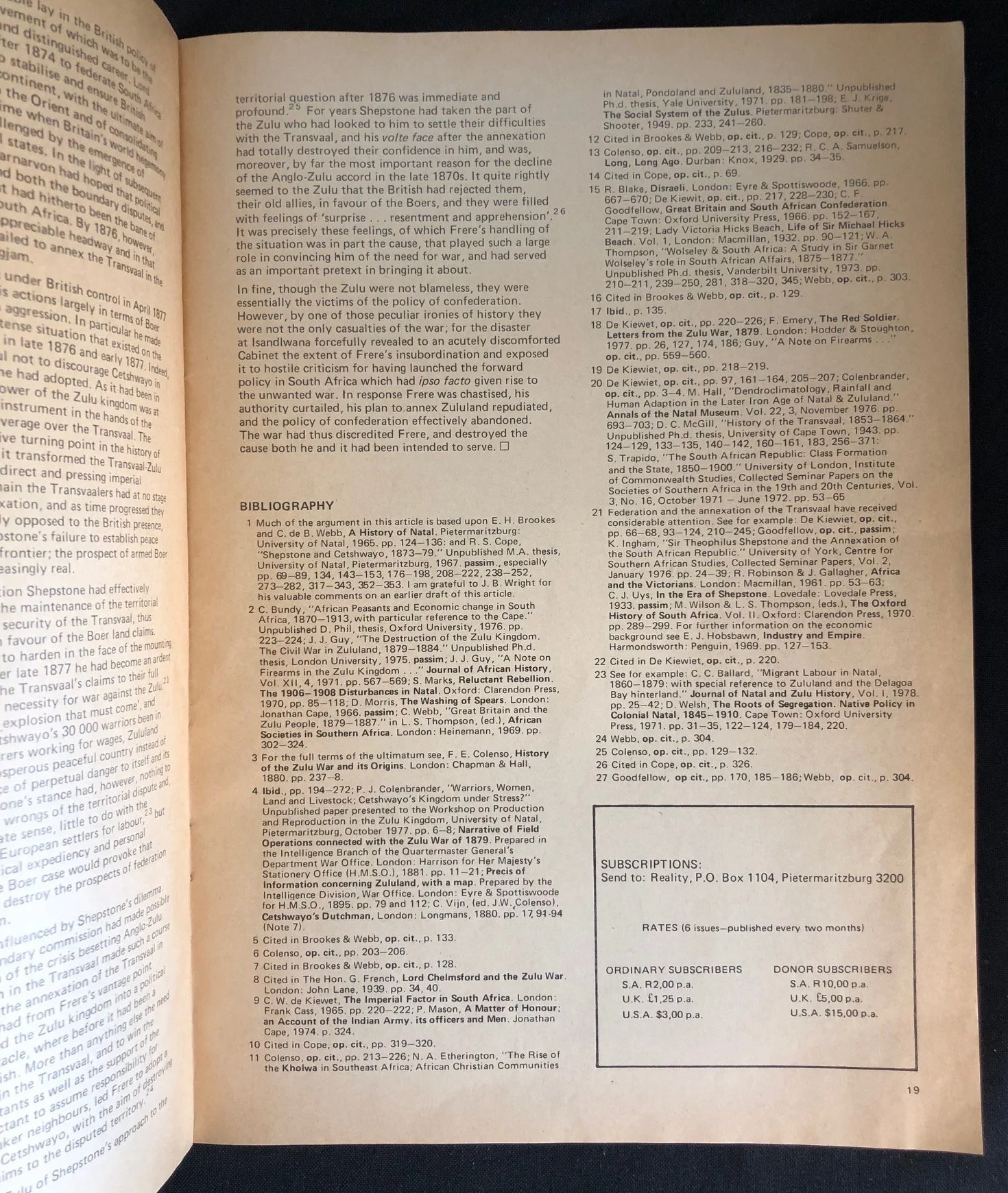 Reality Journal: The Voice of Radical Liberalism.   Ex libris: Uma Dhupelia-Mesthrie (1979)