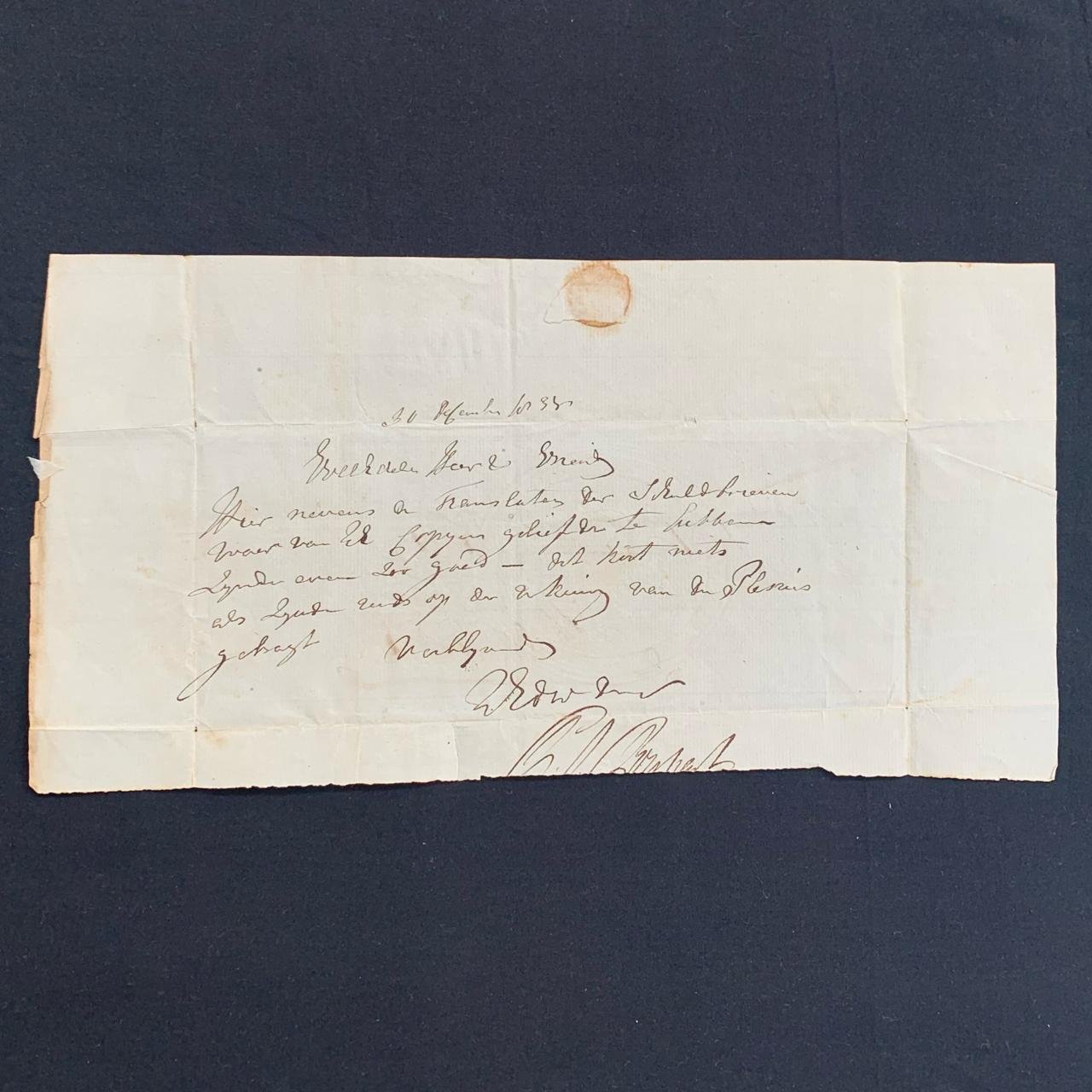 Document: Letter to JG Lindenbergh ESQ 1835 R1,000