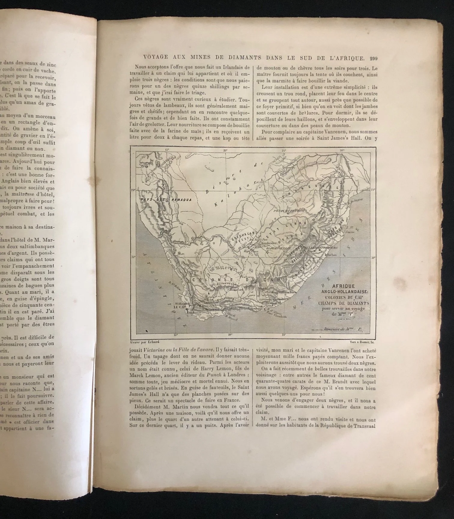 Map from "Voyage aux Mines de Diamants …." (Voyage to the Diamond Mines in South Africa) from Le Tour du Monde (1872)