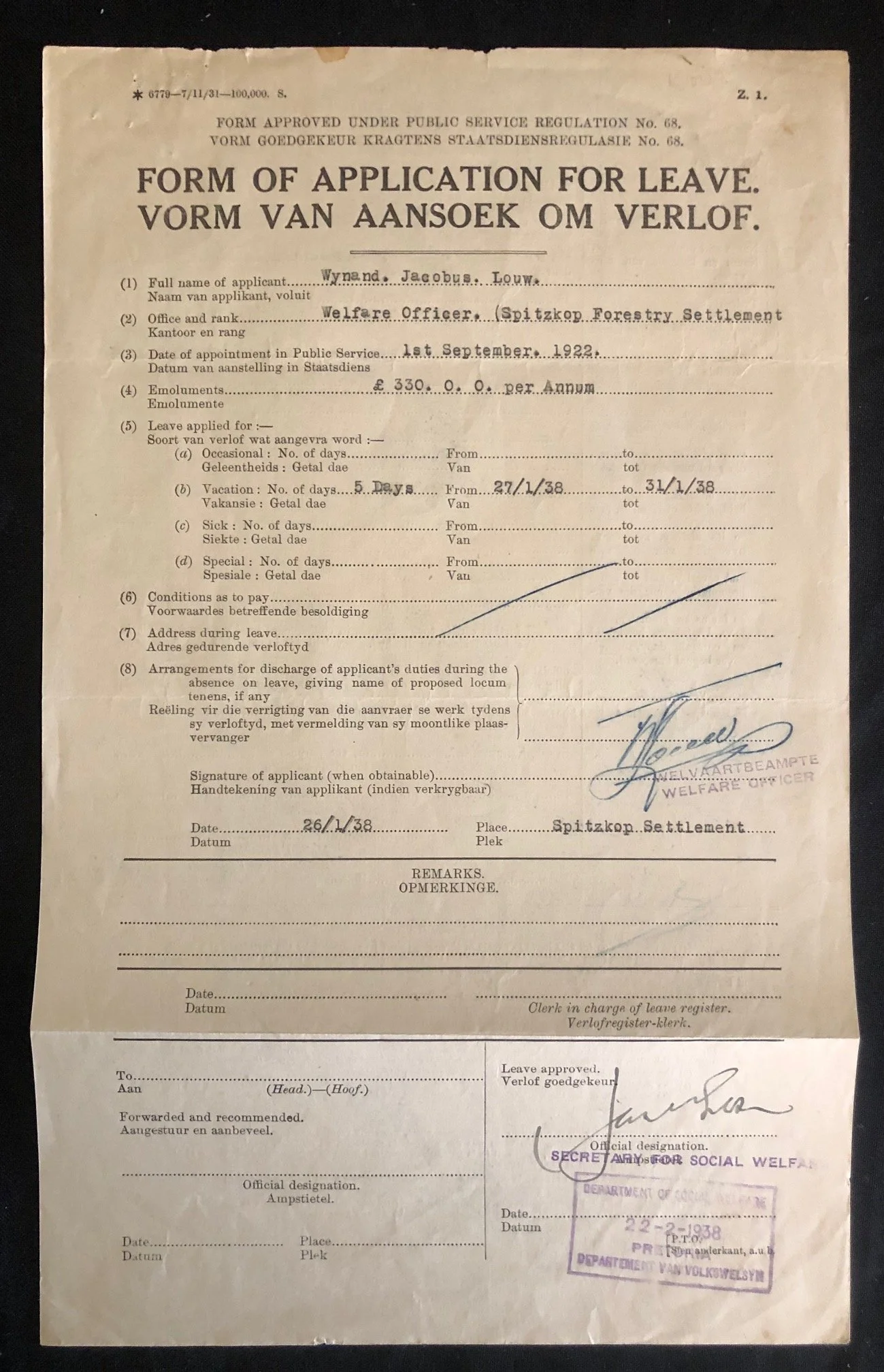 The "Poor White Problem" (Spitzkop Forestry Settlement near Sabie/Graskop) 1938 R800