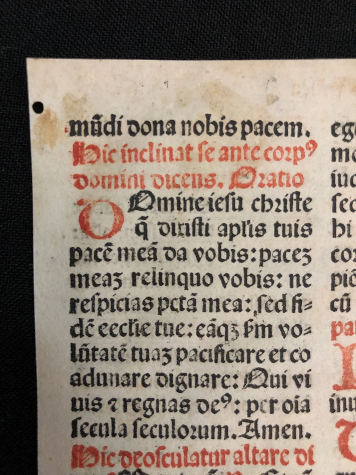 A leaf from a late 15th-century incunable Missal