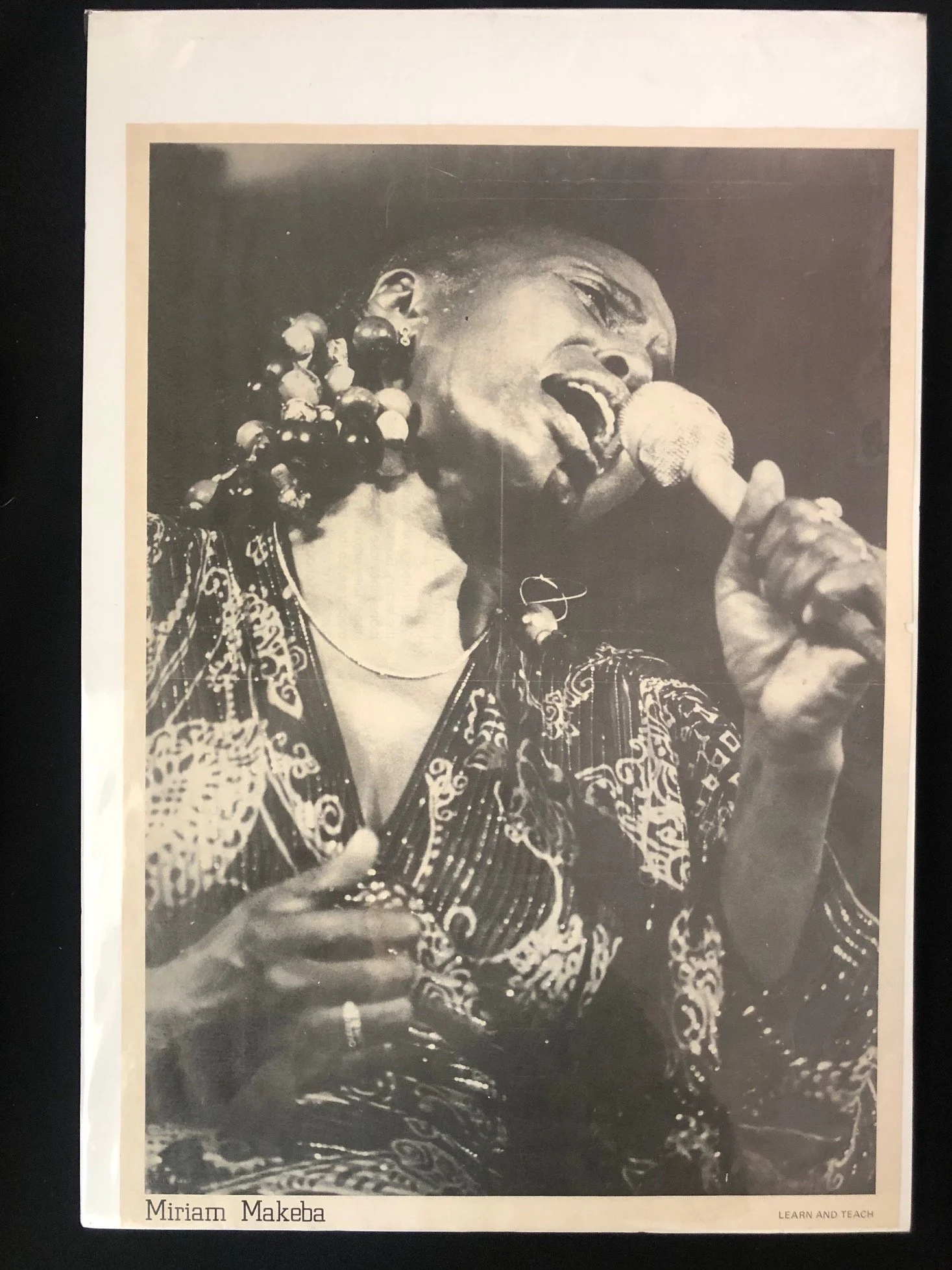 Poster of Miriam Makeba issued by Learn and Teach (c.1990)
