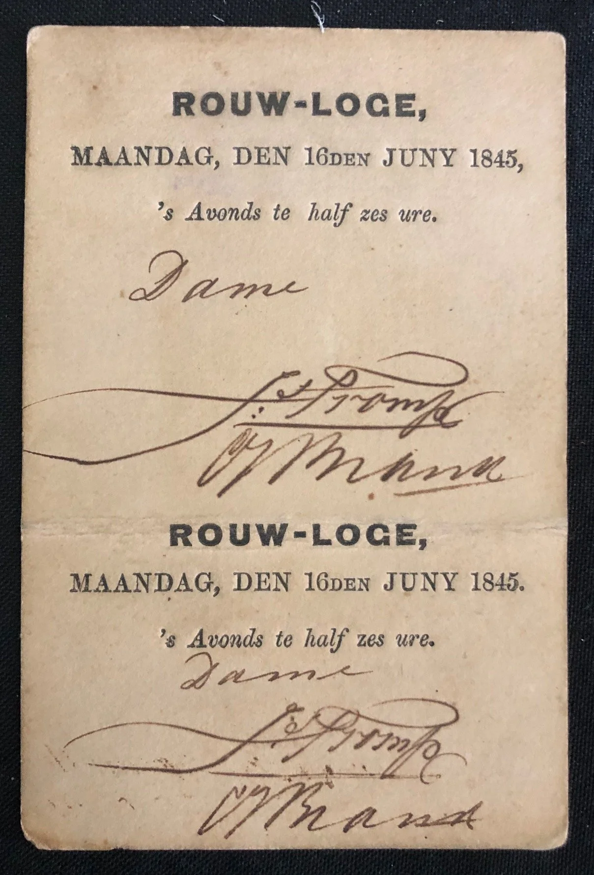 Four Admission tickets for the Masonic lodge de Goede Hoop in Cape Town (c.1845)