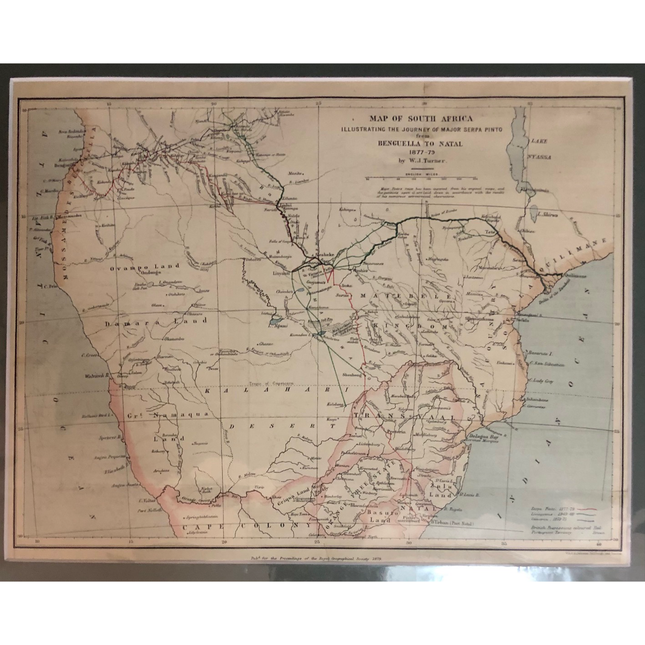 Map Illustrating the Journey of Major Serpa Pinto from Benguella to Natal (1879) R1,250