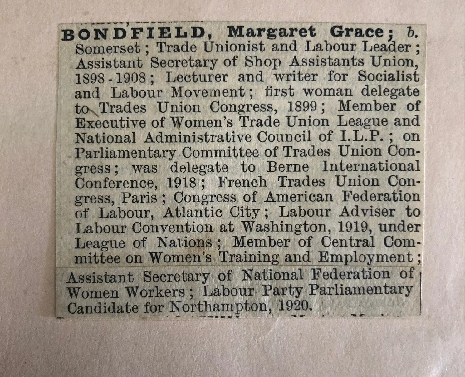 Autograph: British Politician, Margaret Bondfield (c.1931)