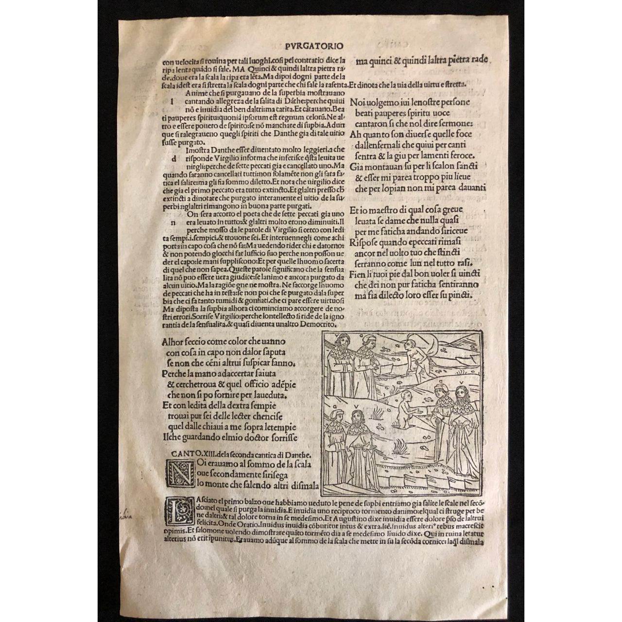 A Page from Dante Alighieri’s Divina Commedia (Divine Comedy). Incunabula (c.1491) R7,500