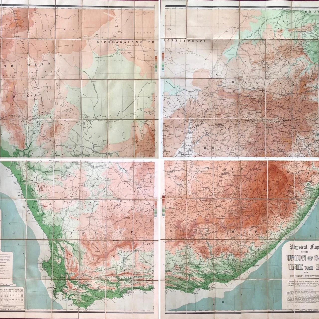 Physical Map of the Union of South Africa 1931 R6,500