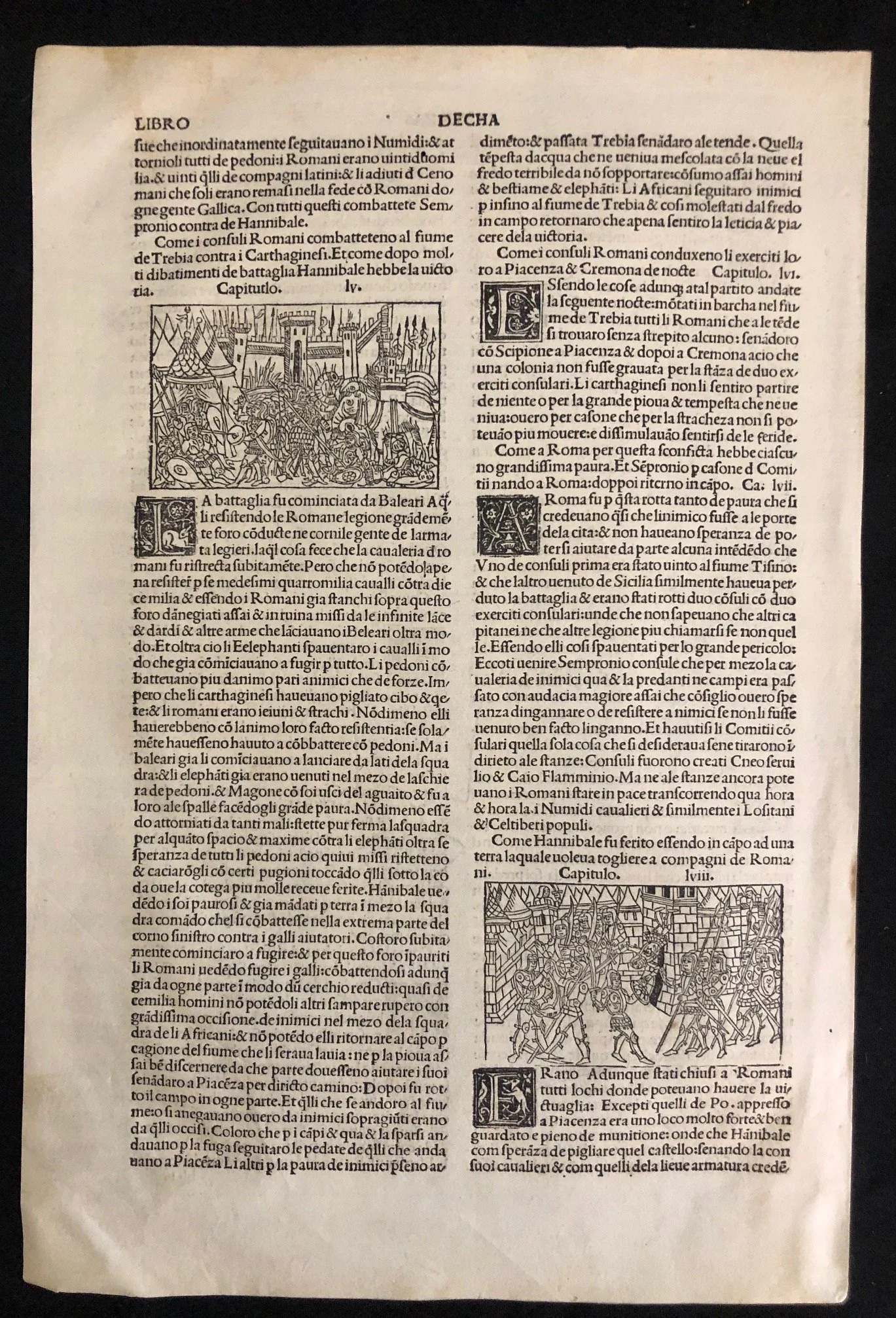 A leaf from Livy’s Ab Urbe Condita (History of Rome) Hannibal at the Battle of the Trebia c.1500