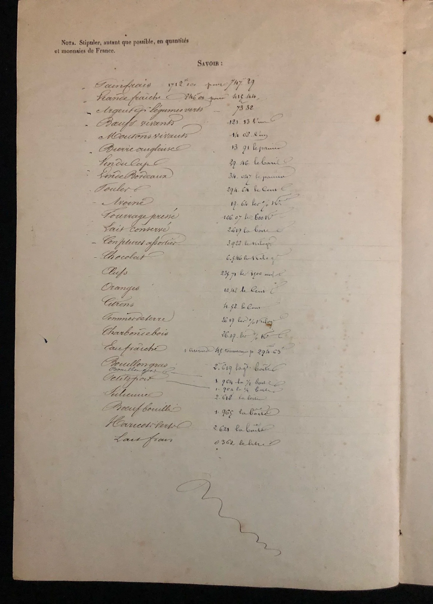 French Maritime Rewittling Contract - Cape Town (1850)