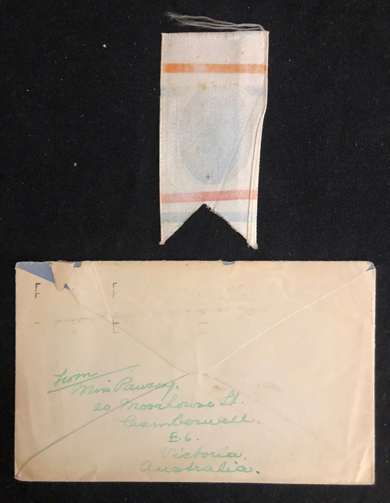Envelope from Australia addressed to "General Jan Smuts, South Africa." Together with an election ribbon (2) 1947