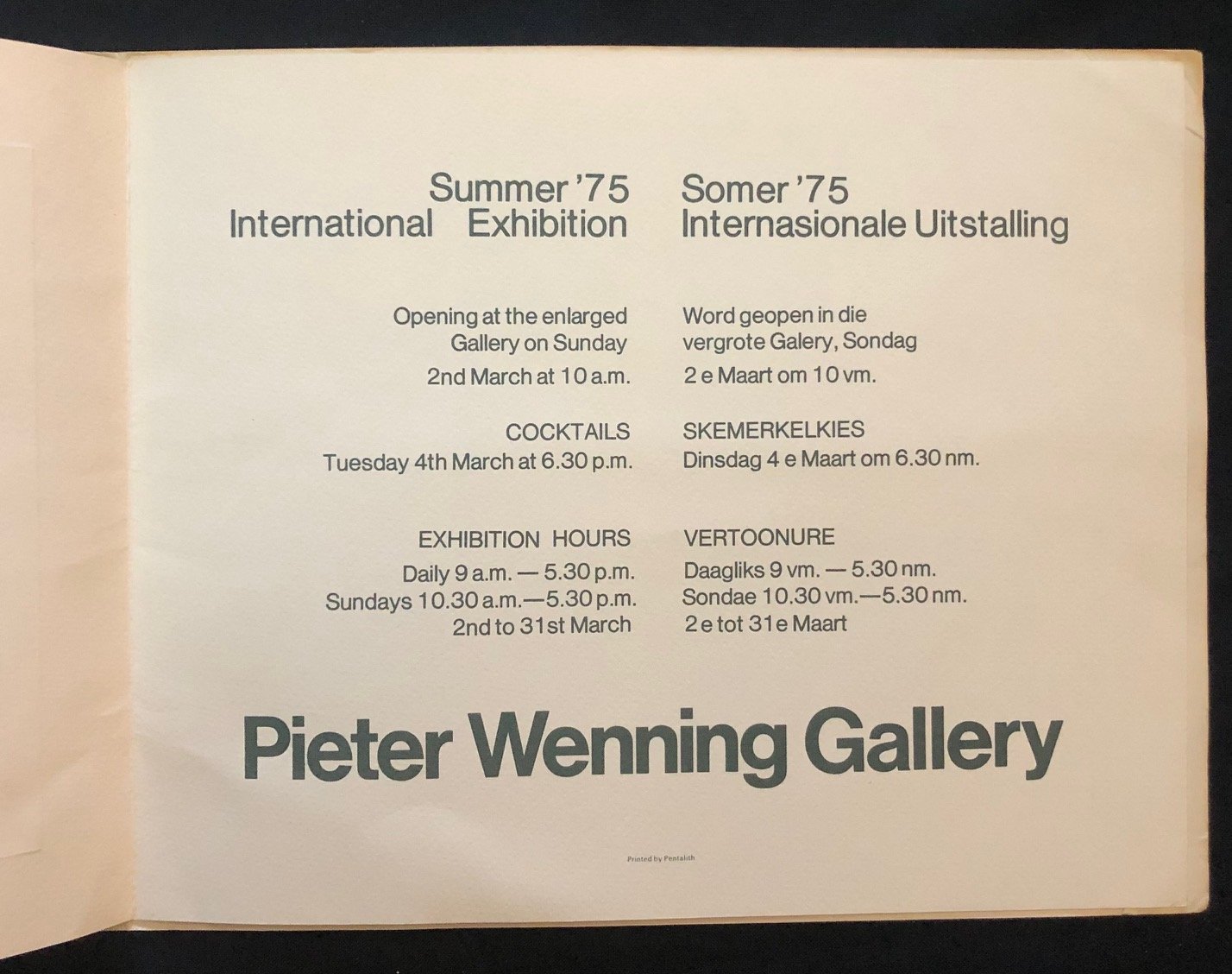 Invitation with original, signed etching by Ernest Ullmann (1975)