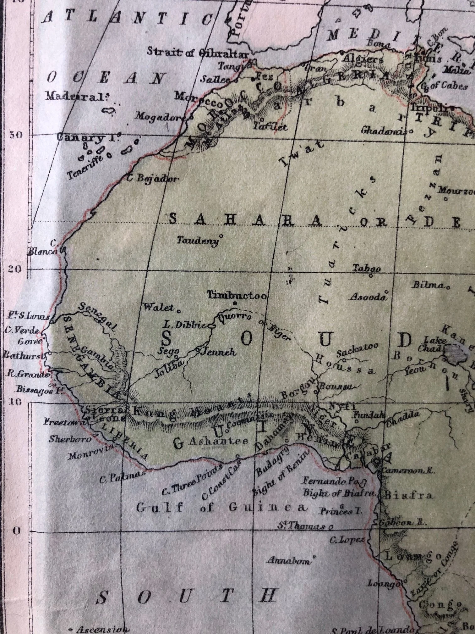 The Kong Mountains. Map of Africa published by George Philip & Son (c.1890)
