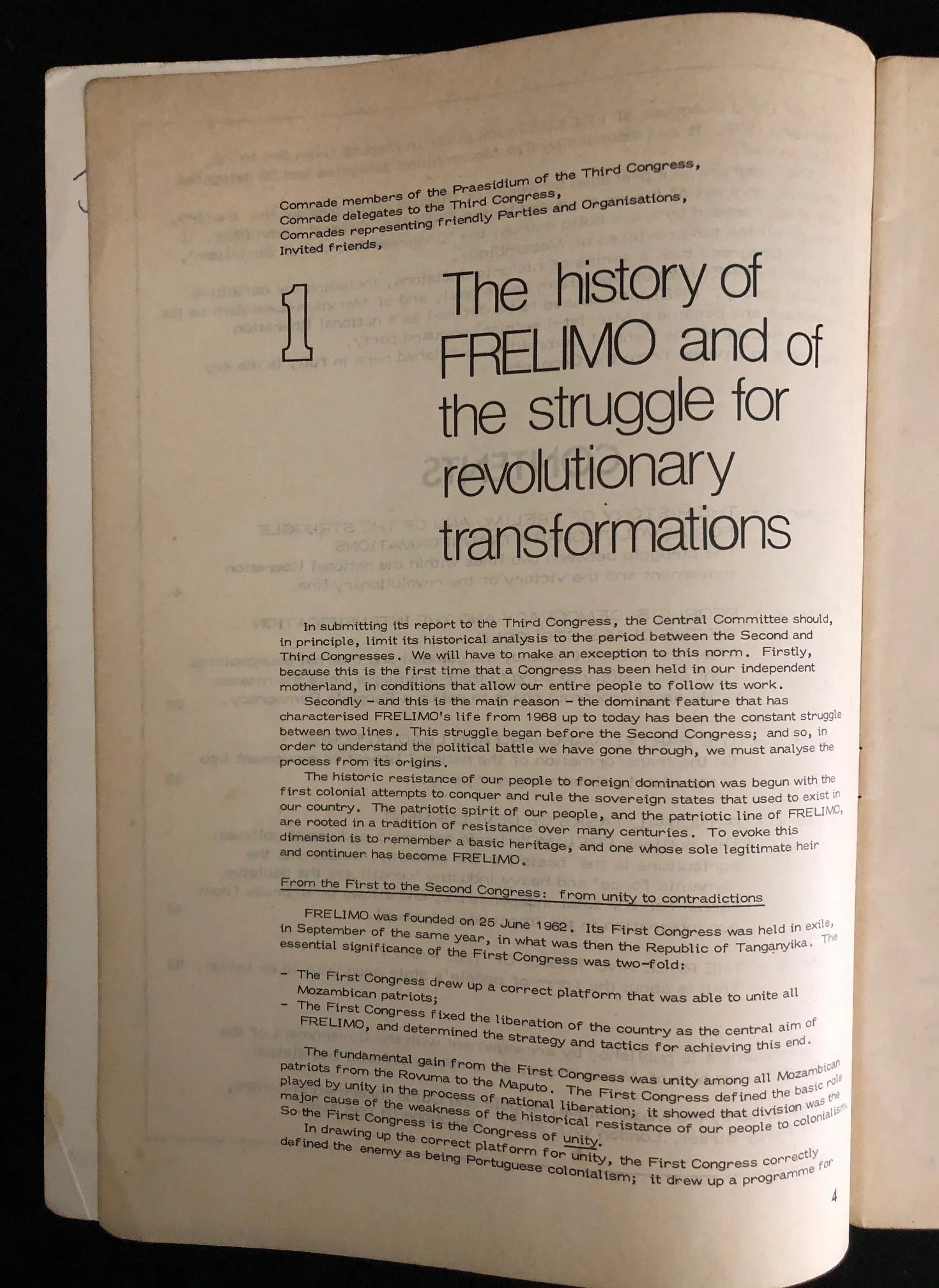 FRELIMO Report: Mozambique officially transformed into a Marxist-Leninist state (1977)