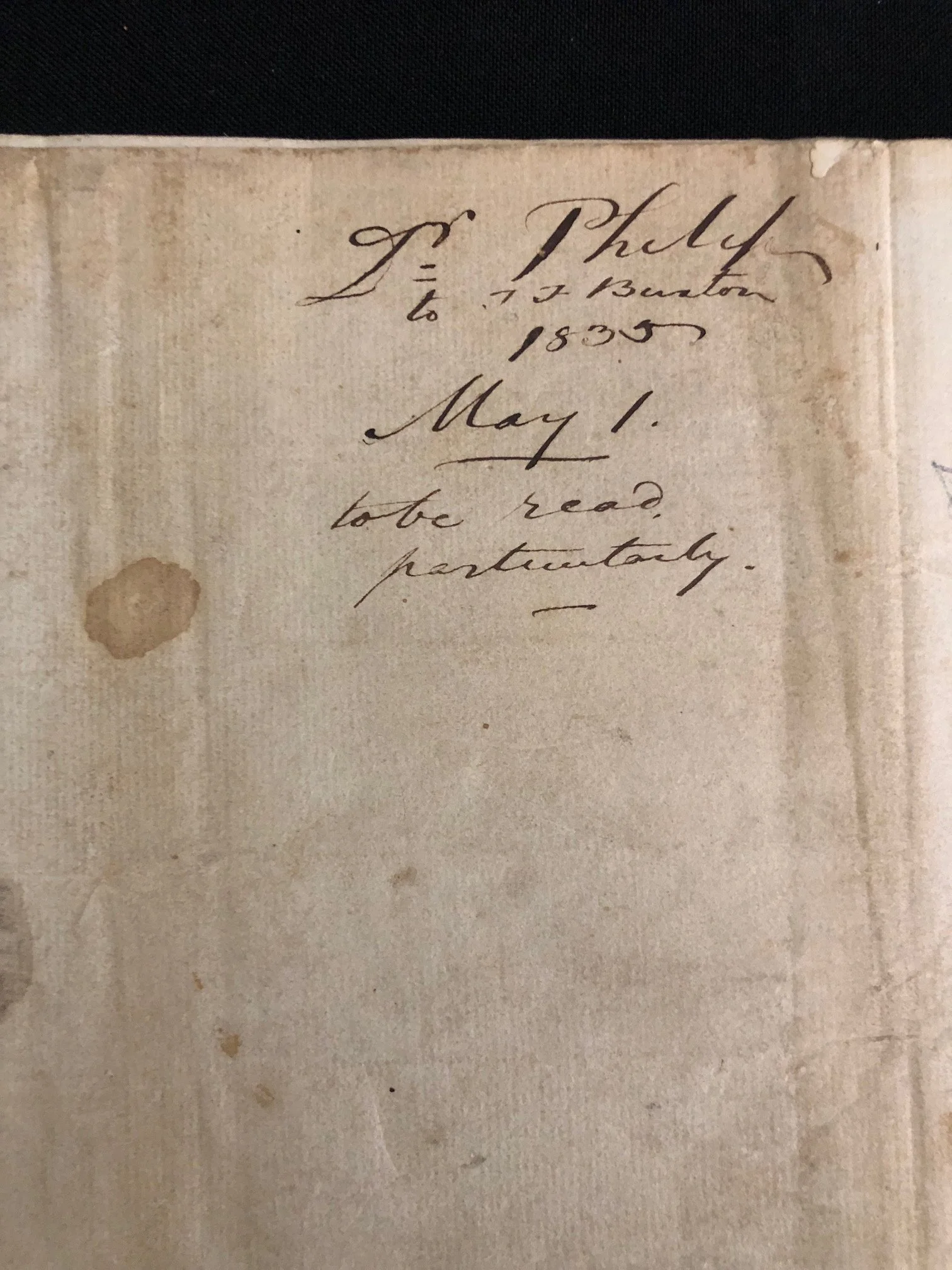 Manuscript letter from Missionary James Read to Abolitionist Dr. John Philip 1834