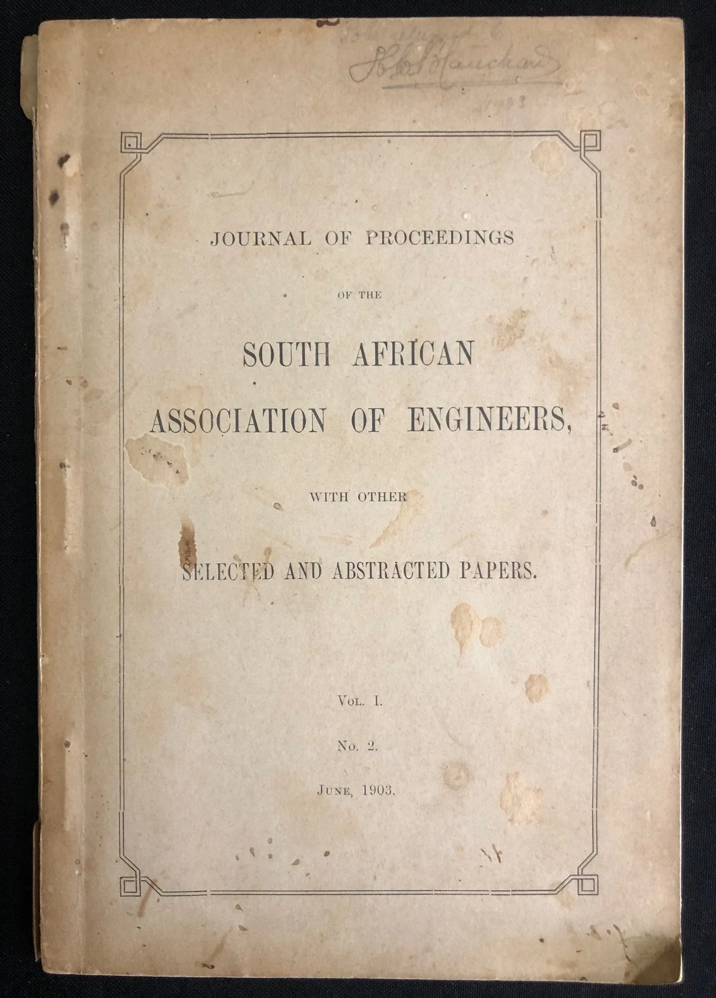 Johannesburg: The Journal of Proceedings of the South African Association of Engineers (1903)