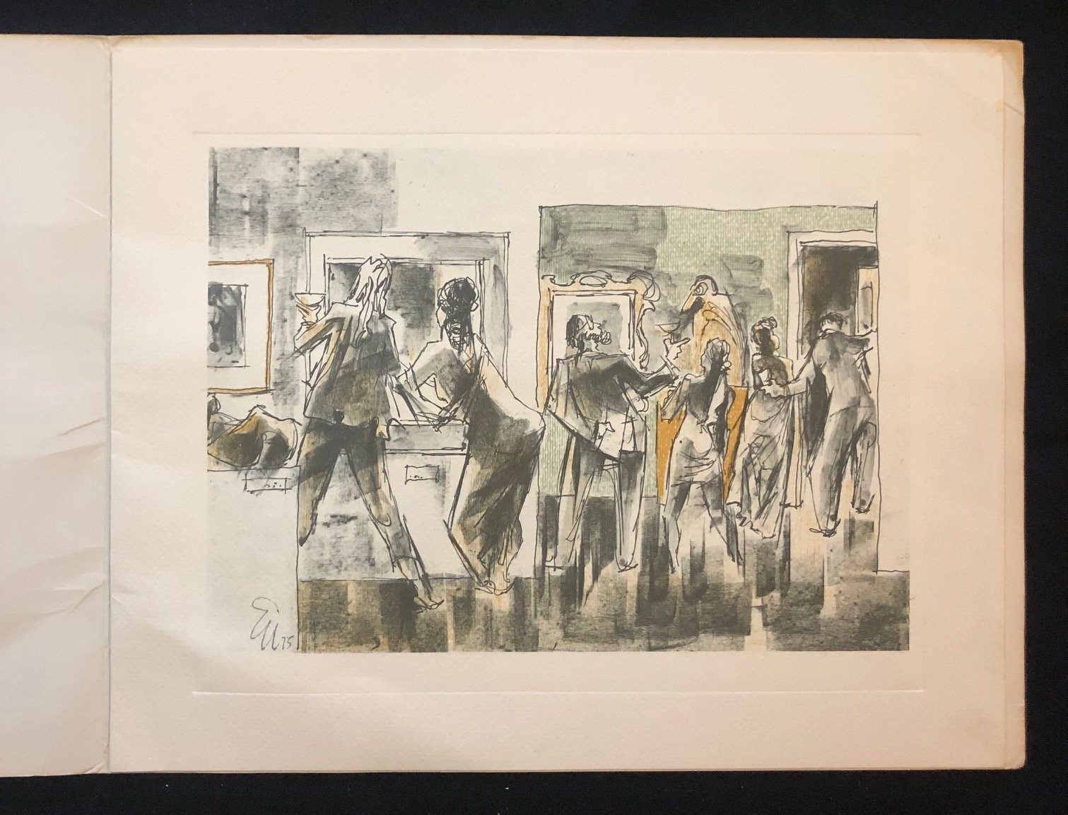 Invitation with original, signed etching by Ernest Ullmann (1975)